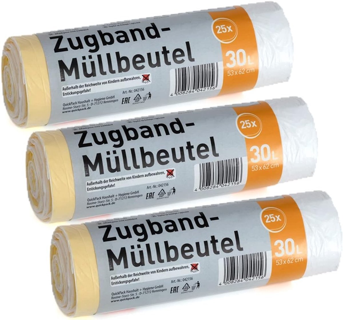 Vuilniszakken - Wit - Scheurvast - Met trekkoord - Voor Huishoudelijk Gebruik