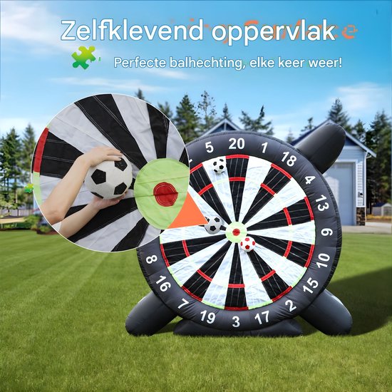 Opblaasbaar Voetbal Dartbord 3m - Met 8 Ballen en Blower - voor kinderen en evenementen - Grijs — afbeelding 3