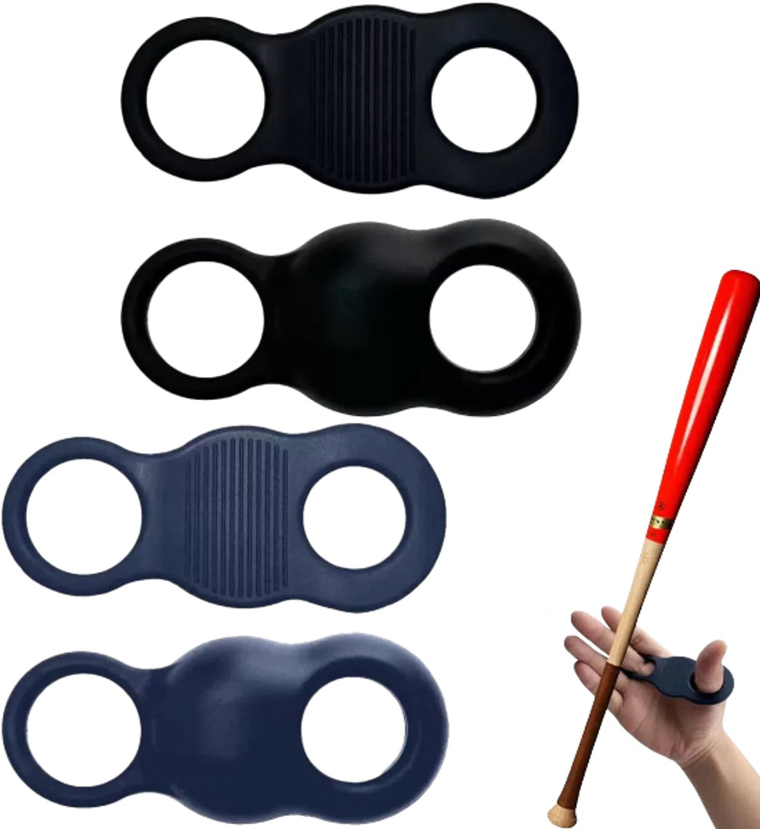 Set van 4 - Duimbeschermers voor honkbal/softbal - Duimhoesjes voor honkbal/softbal - Hulpmiddelen voor swing en slag - Blauw, zwart - Geschikt voor trainingen, wedstrijden en buitenoefeningen van atleten