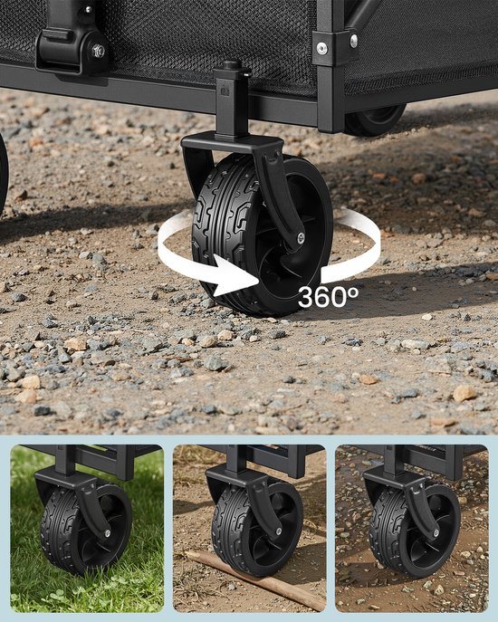 SONGMICS GFW150BH01 - Opvouwbare Bolderkar - Met Trekstang en 4 Versterkte Wielen - 150 L Capaciteit - Draagvermogen tot 120 kg van Merkloos — afbeelding 3