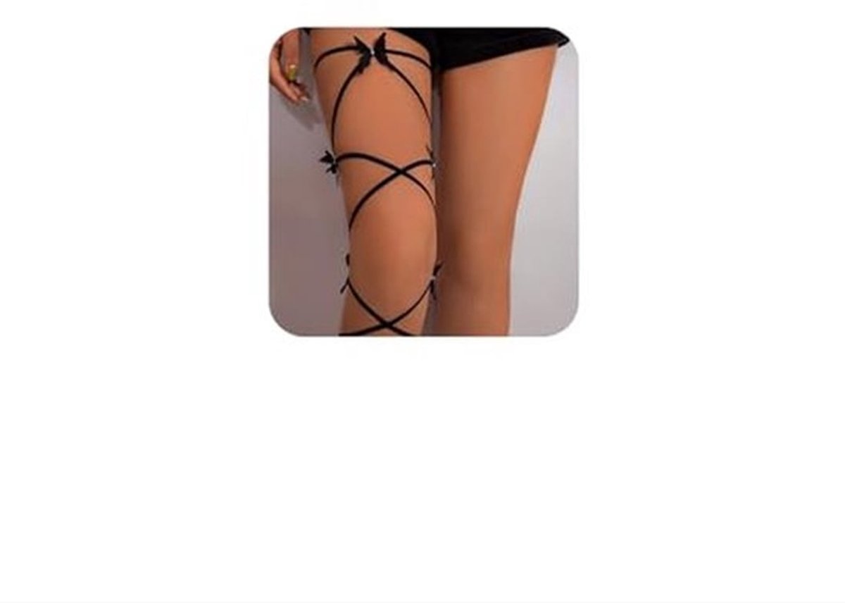 Rave Festival Elastische Garter Zwarte Vlinder Dij Chain Garter Elastische Streep Been Chain Garter Antislip Riem Muziek Feest Lichaam Ketting