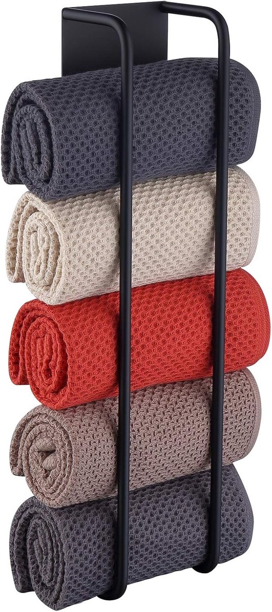 QTTVBTNA -Gästehandtuchhalter - Handtuchaufbewahrer Korb - Bad Handtuch Aufbewahrung -Selbstklebend Ohne Bohren Montage - Hochwertiger Edelstahl - Platzsparend Für Kleine Badezimmer - 1 Stück