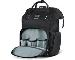 Luierrugzak voor baby's, luiertas, rugzak met babyflessentas, multifunctioneel, grote capaciteit, babytas, reistas, babytassen voor mama en papa, zwart, Casual
