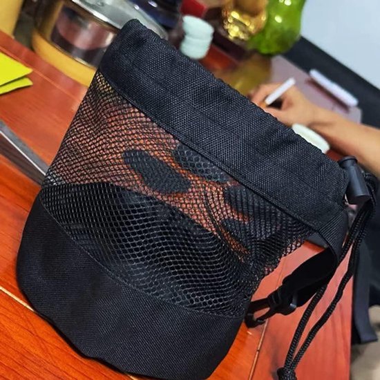 Net golftas nylon mesh - golfbaltas met trekkoord en opberghouder voor golfballen van Merkloos — afbeelding 2
