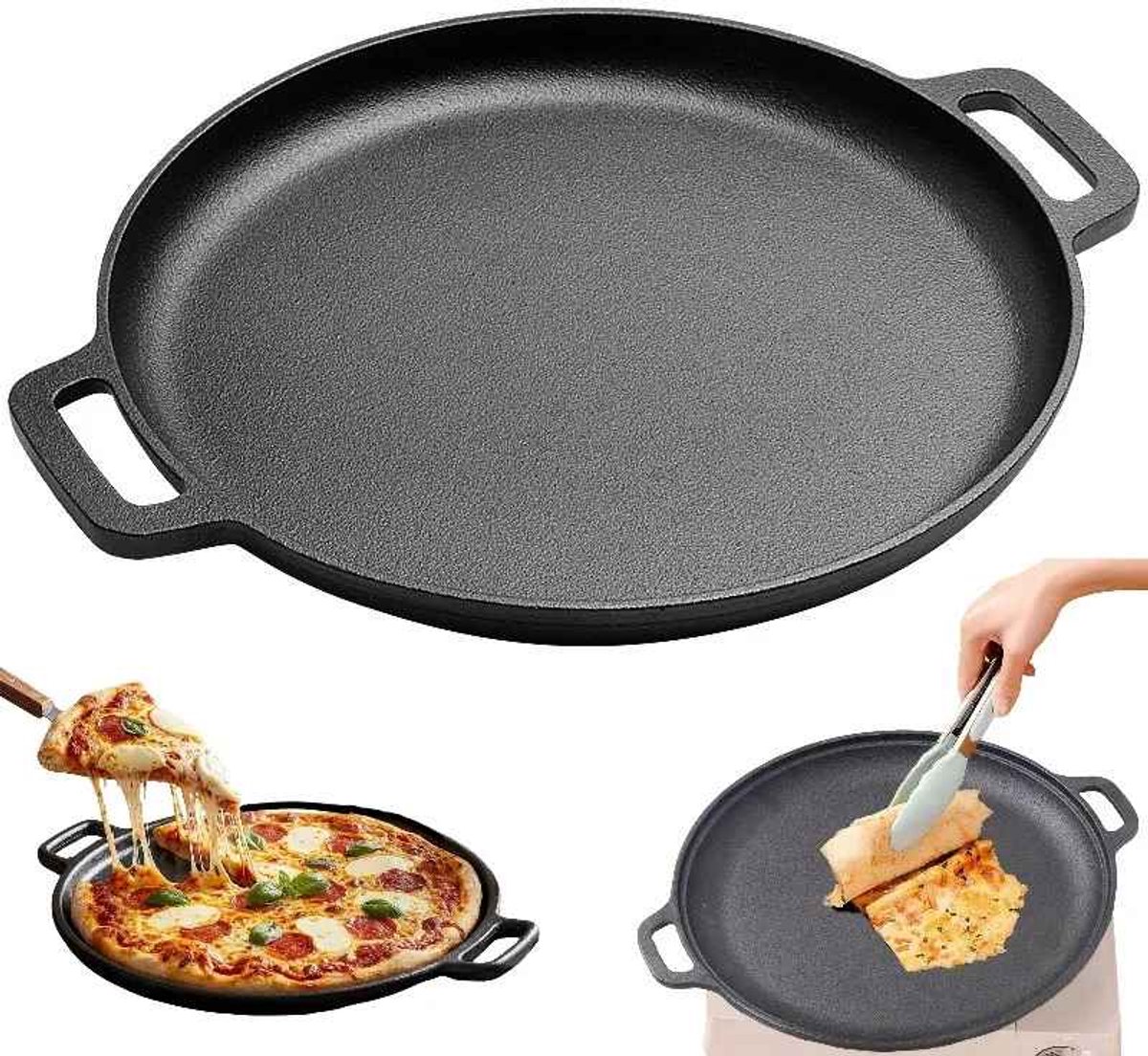 Casa Living Gietijzeren Koekenpan - Geschikt voor Inductie en Gas - Voor BBQ, Oven en Kampvuur - Diameter 28CM - Rond - Zwart