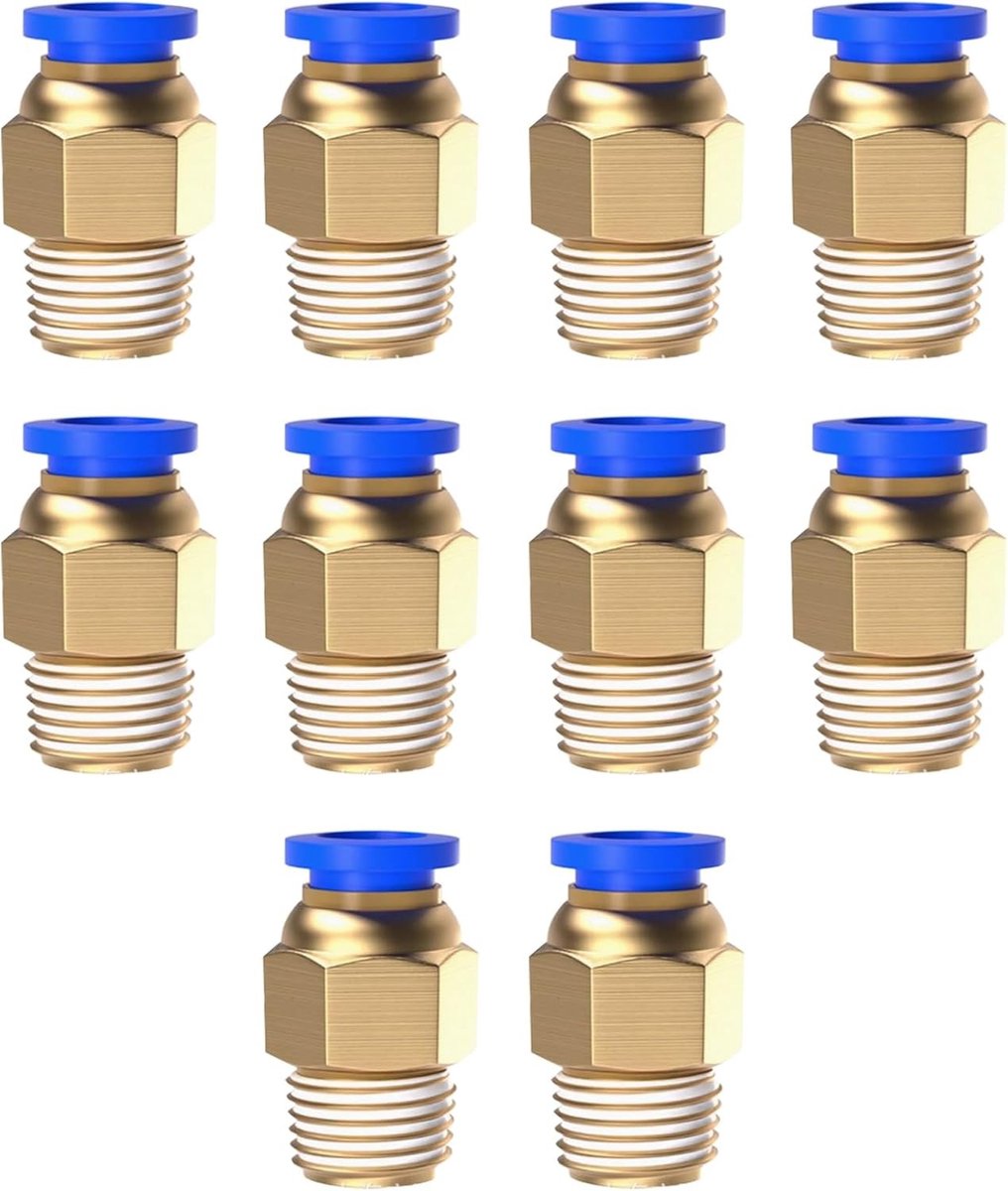 Push-in Fitting voor Pneumatische Systemen - Snelle Verbindingen voor Luchtleidingen 10 Stuks (4mm 1/8") - Geschikt voor 1/4", 3/8", 6mm, 8mm en 10mm Slangen