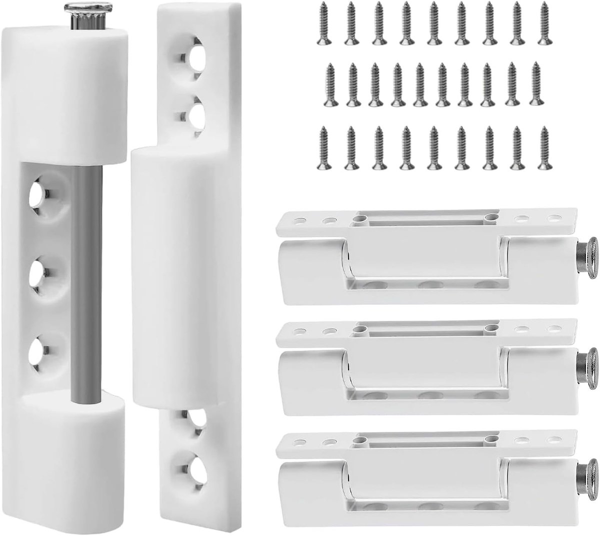 Set van 4 schroefbare scharnieren voor deuren en ramen – 92 mm aluminium deurscharnieren voor oppervlaktemontage, duurzaam en eenvoudig te installeren
