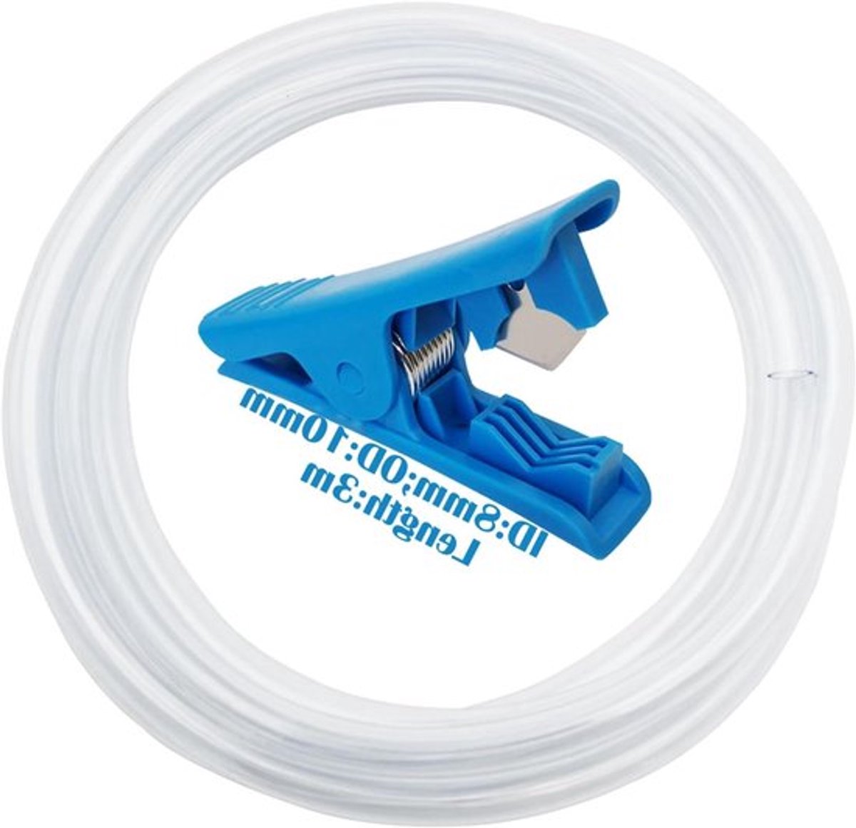 Transparante PVC-slangbuis 3 meter met 1 stuk pijpsnijder (8 mm ID x 10 mm OD)