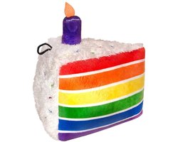 Lulubelles Power Plush Funfetti Rainbow Cake - Versterkt Hondenspeelgoed - Met Pieper - Pride & Verjaardag