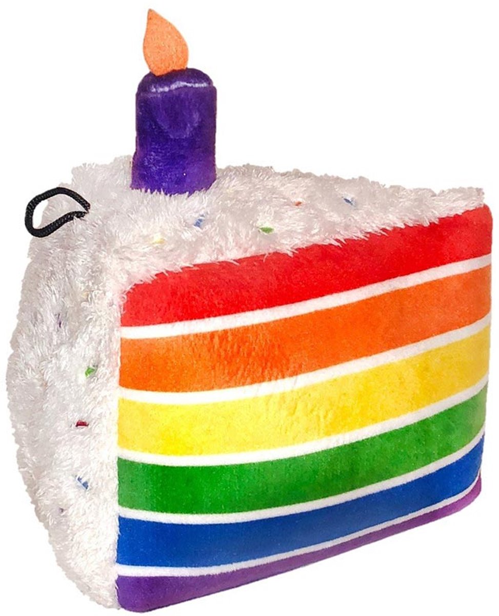 Lulubelles Power Plush Funfetti Rainbow Cake - Versterkt Hondenspeelgoed - Met Pieper - Pride & Verjaardag