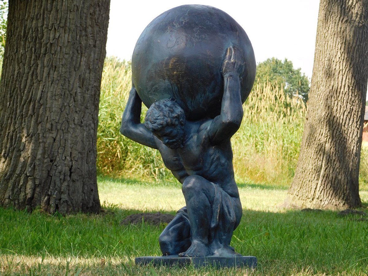 Beeld Atlas XL - 70 cm - Vintage Blue - Polystone