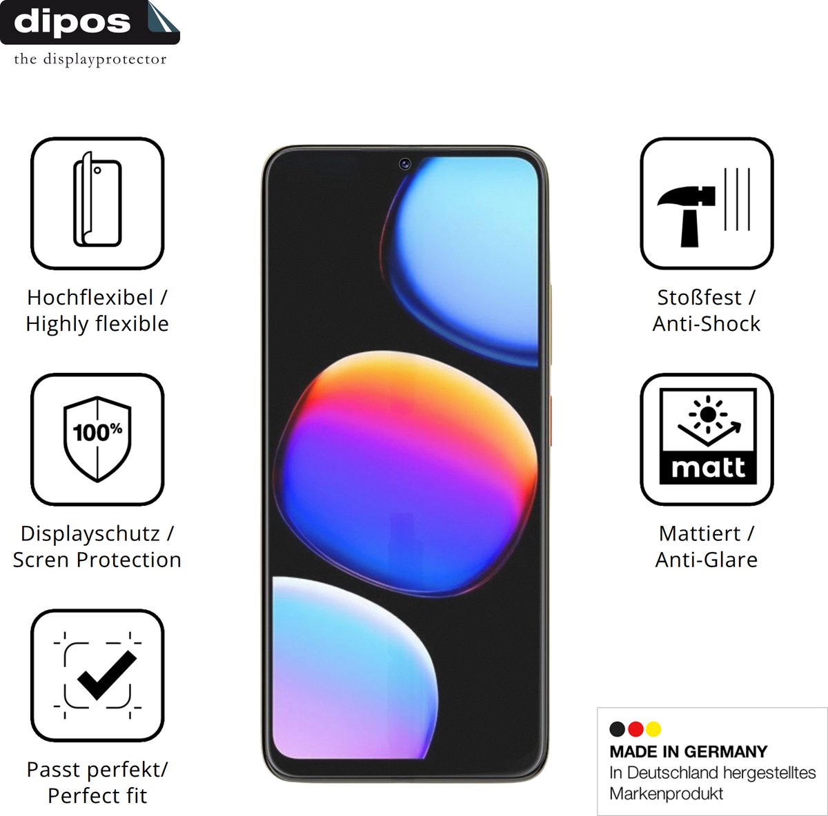 dipos FLEX – 2x Matte Screenprotector geschikt voor ZTE Blade V80 Max | Volledige Schermbescherming | Case-Friendly