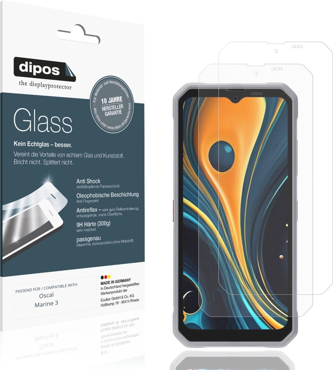 dipos – 2x Matte Pantserfolie geschikt voor Oscal Marine 3 | 9H Screenprotector