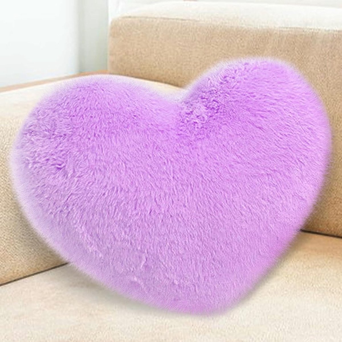 Zachte Hartvormige Kussen in Paars - Knuffelkussen voor Kinderen, Decoratief Kussen voor de Woonkamer en Slaapkamer, Comfortabel en Cuddly Kussen