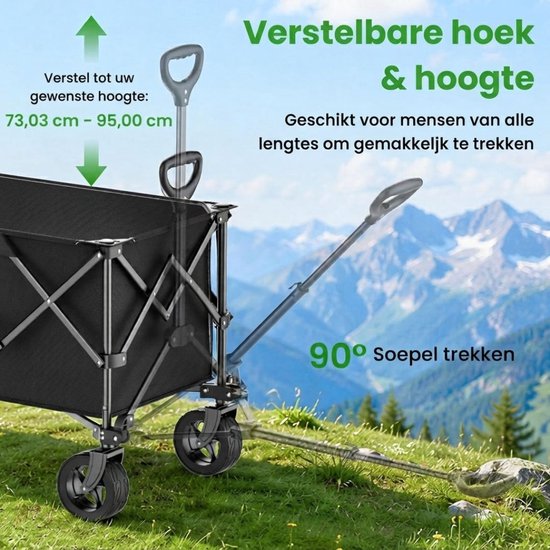 Lìon® Bolderkar - Festival Trolley Multifunctionele Kar - Opvouwbare Handkar - Zwart - 90cm x 60cm x 50cm van Lion — afbeelding 5