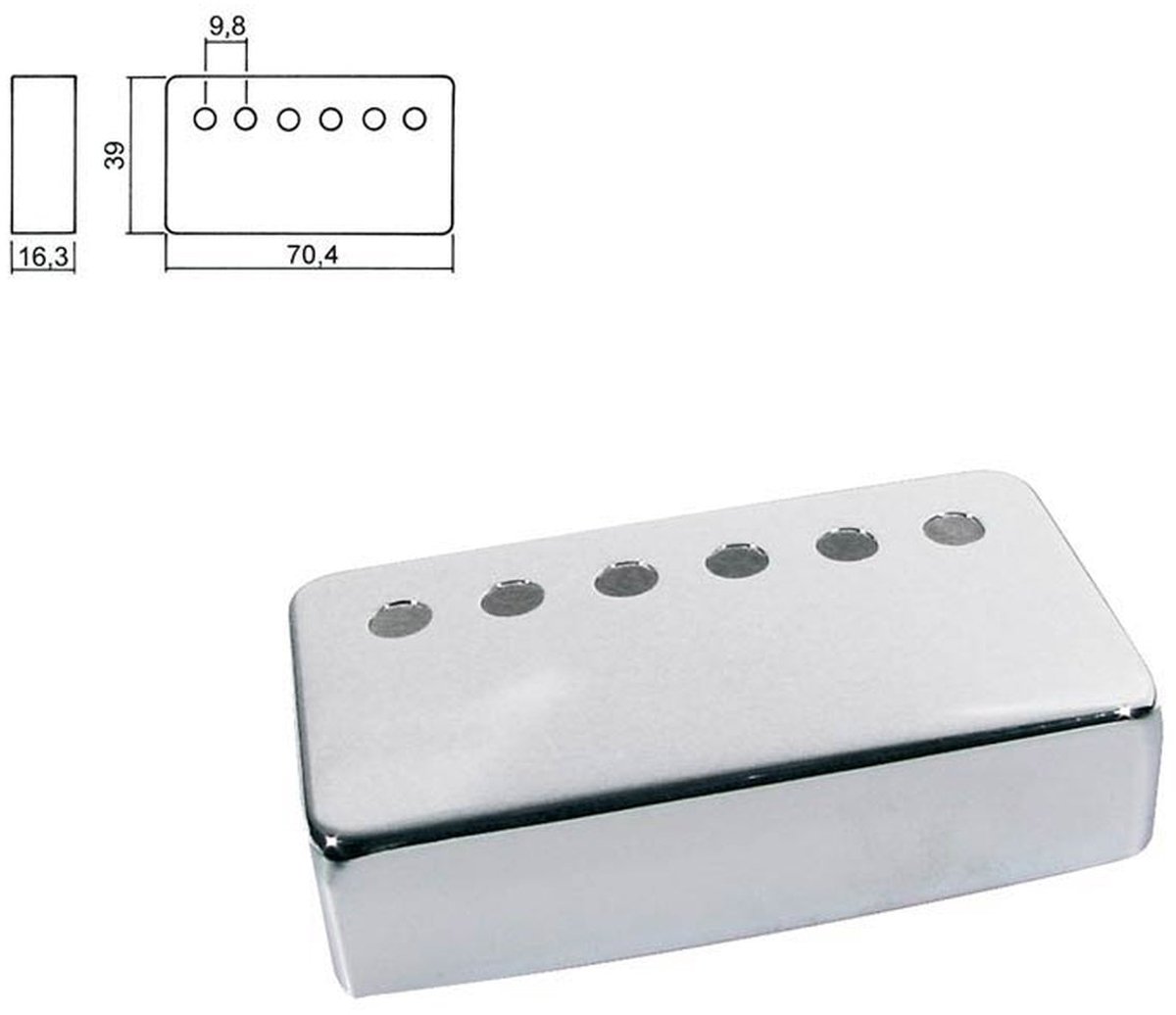 Boston HPC-20-NIF pickup cover, humbucker, pitch=9,8mm, hals positie, metaal nikkel