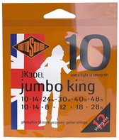 Verpakking Rotosound JK30EL "jumbo king" 12-snaren set, extra light, 10-48, fosforbrons. "10" en "12 string set" in grote letters.