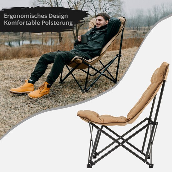 Campingstoel Lindon Relax vlinderstoel - Loungestoel van staal 136 kg — afbeelding 3