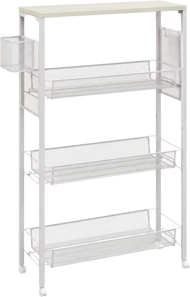 Keukentrolley op Wielen 3-Laags 5x87 cm Wit – 58 x 18