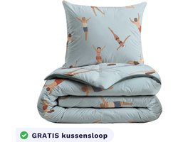 Zelesta Pure Kids Katoenen kinderdekbed zonder overtrek - Wasbaar dekbed - Met vaste overtrek - Swimmers - 140x200cm
