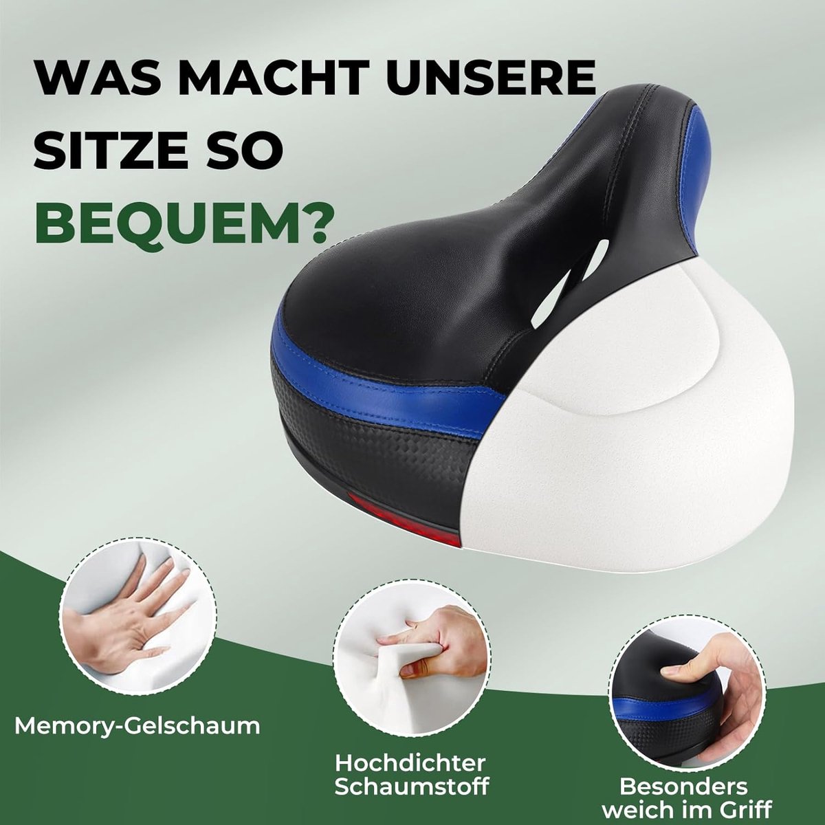 Extra groot fietszadel voor heren en dames, comfort, fietsstoelvervanging met breed kussen, ademend waterdicht fietszadeldekje, universele pasvorm voor peloton/oefening/weg/cruiser/mountainbike