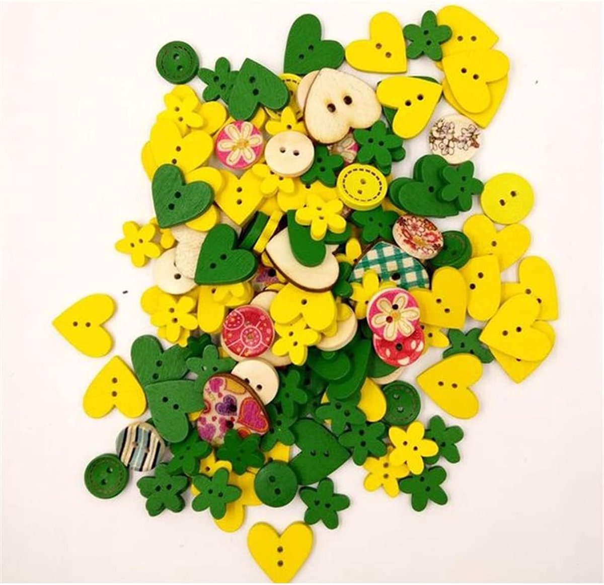 100 Stuks/Verpakking Houten Knoop 2 Gaten Knoop voor Naaien Knutselen DIY Werken Decoratie