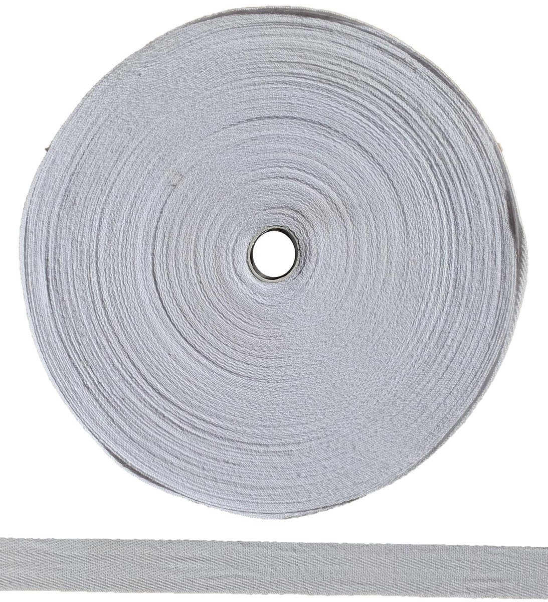 Naadband van 100% katoen, 50 m x 10 mm, hoogwaardige keperband, twillband, visgraatband, naadband, ideaal voor doe-het-zelf naaien, in België gemaakt, op een rol (wit)