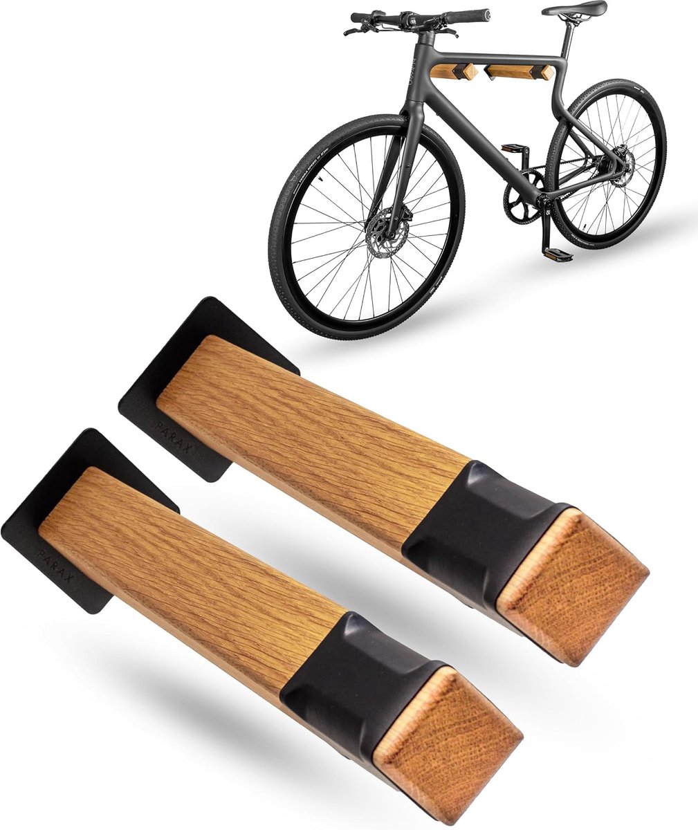 fiets muurbeugel - hout en fietsslang - fietsdrager sticks tot 20 kg - indoor fiets opberging