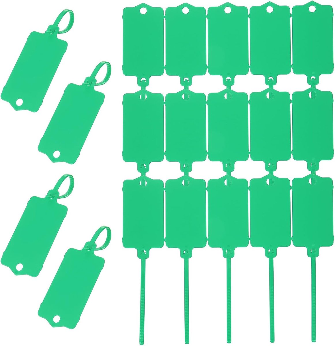 Pakket van 50 plastic identificatie-etiketten, waterdichte plastic verzendlabels, sleutelbewaarders, herbruikbaar, groen, 6,3 x 3,7 cm