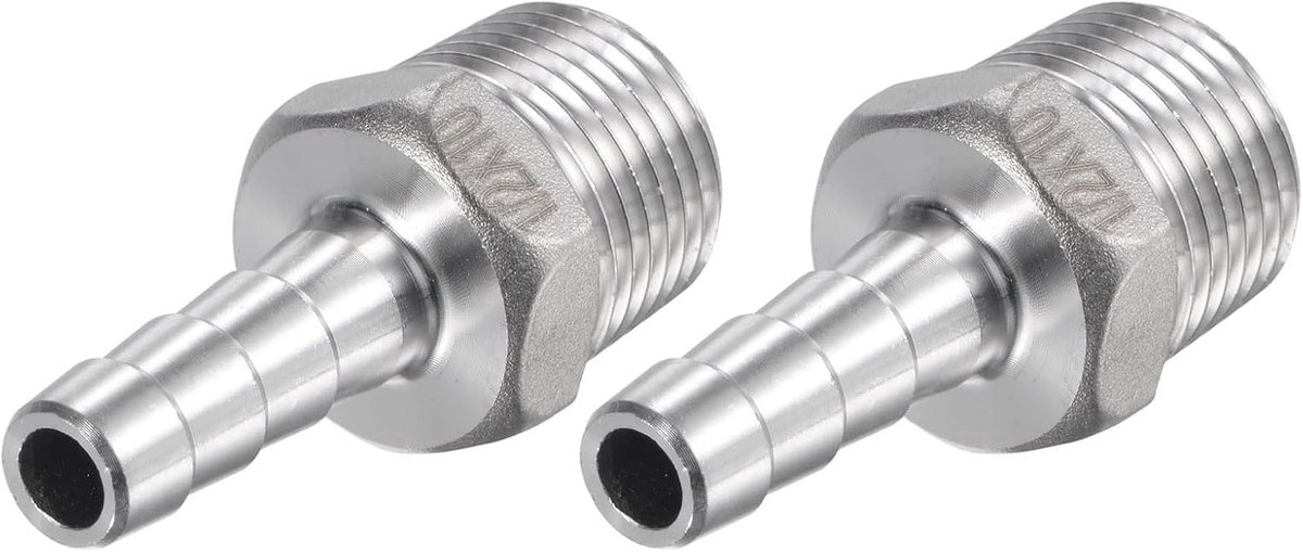 sourcing map 2 stuks slangtuit 10 mm AD x1/2PT buitendraad 304 roestvrij stalen buisverbinding