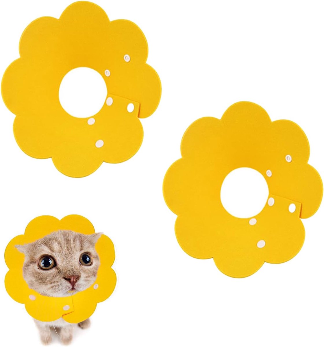 2 stuks Halskraag voor katten, verstelbare lichtgewicht beschermkraag, zacht beschermhalsband kegelhalsband herstelkragen, huisdier-Elisabethaans voor katten kleine honden geel