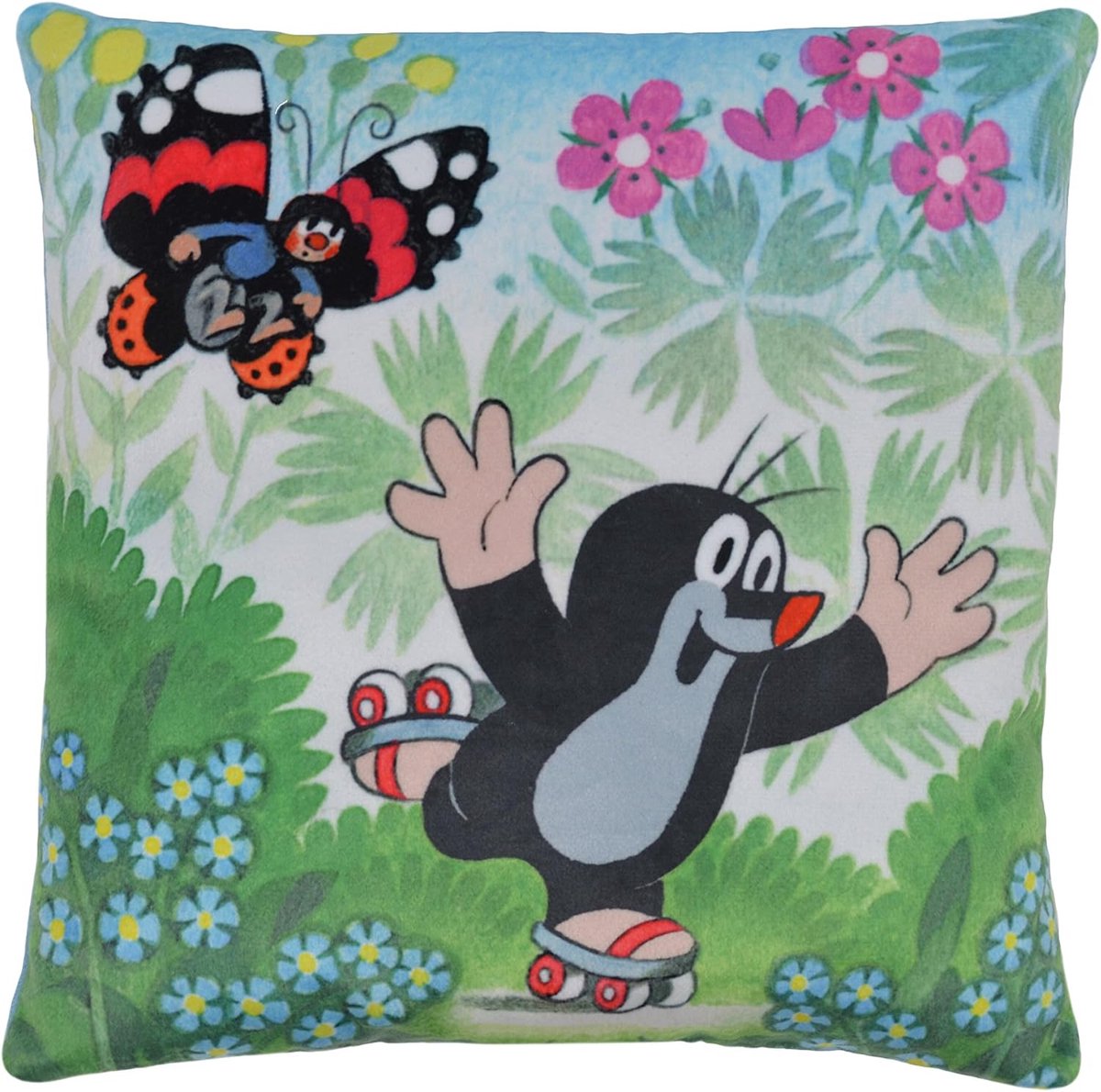 Kussensloop lendenkussen werpkussen hoofdkussen kussen originele De kleine mol 25x25 cm, meerkleurig, voor kinderen jongens meisjes baby's