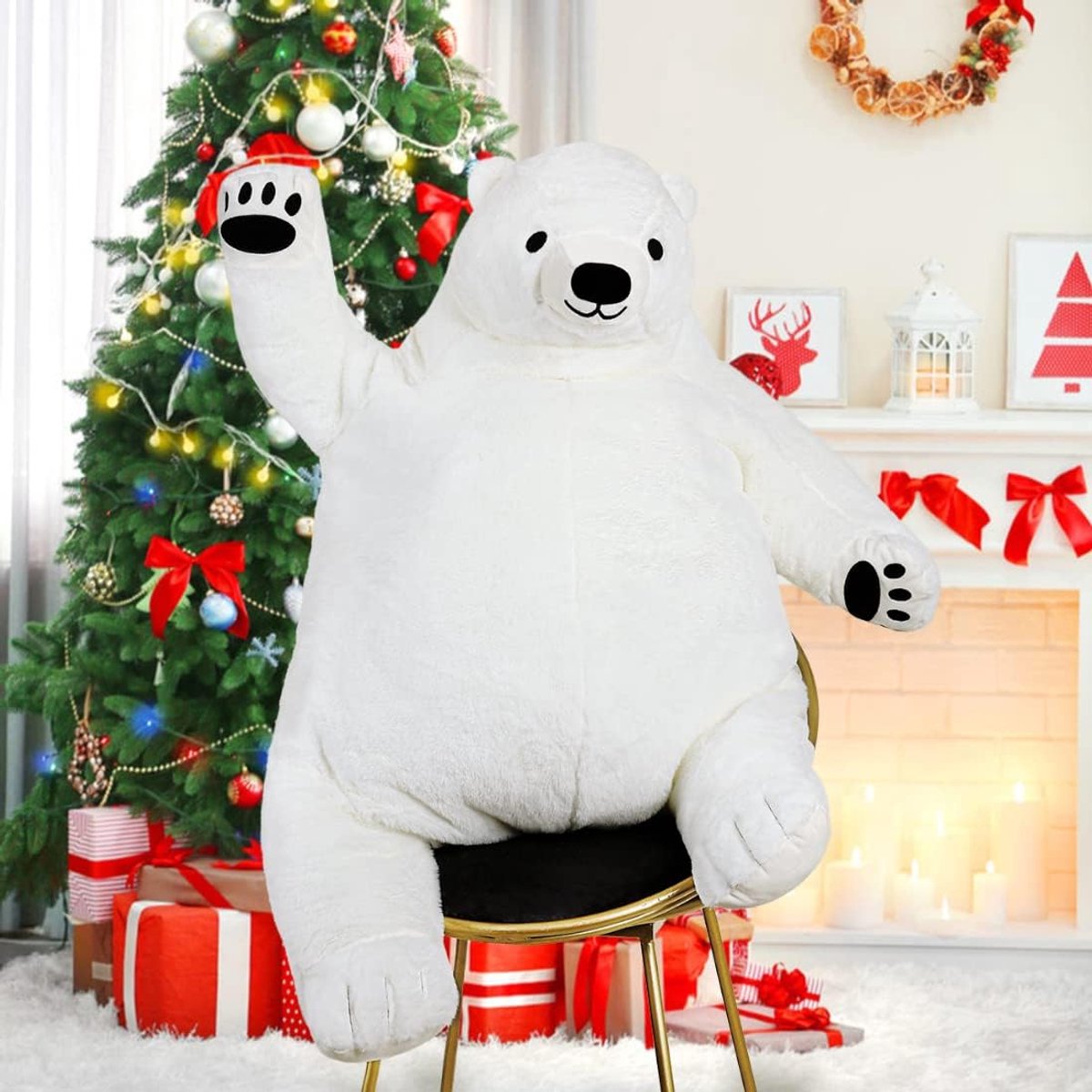 Enorme simulatie, beer, speelgoed, gevuld dier, pluche pop, enorme knuffelteddybeer voor woondecoratie, Valentijnsdag, verjaardagscadeau (100 cm, zwart)