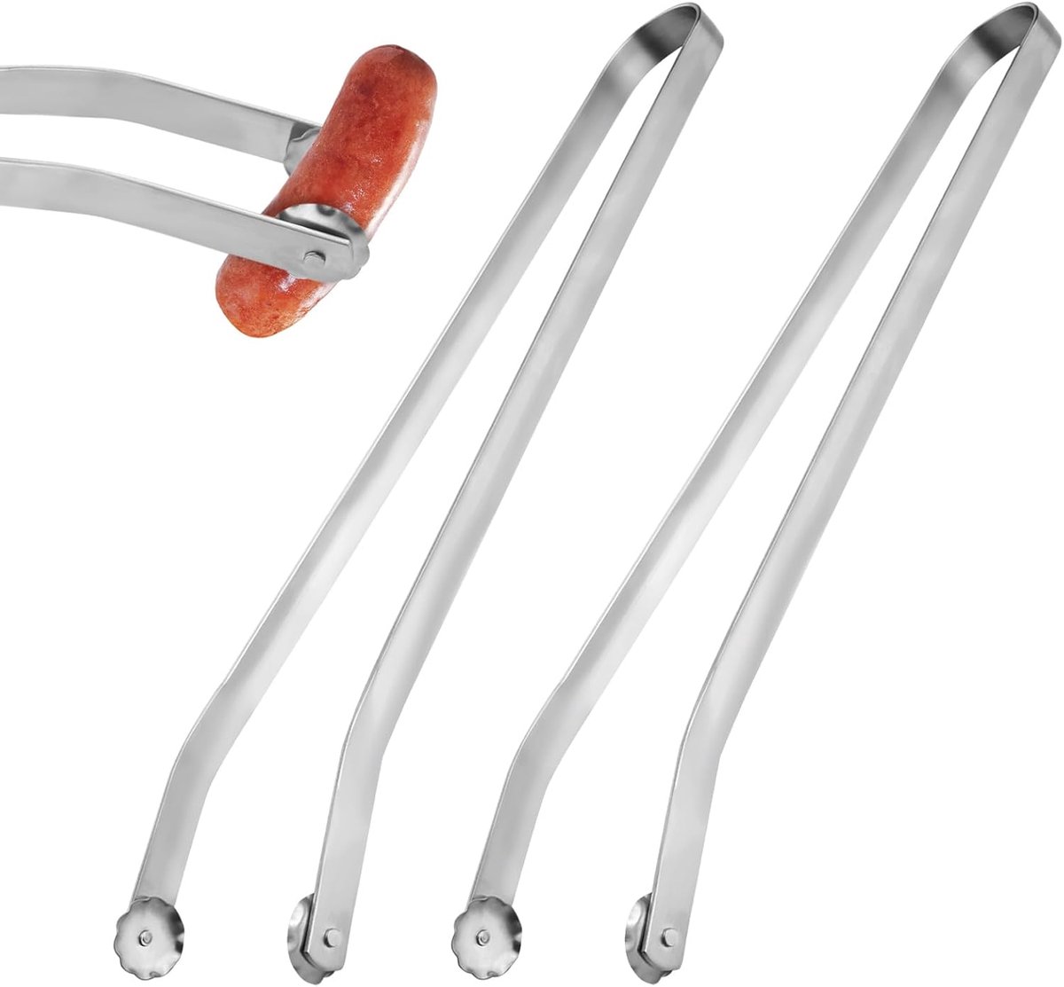 2 stuks professionele barbecue-tang, vleestang met wielen, 39 cm roestvrijstaal, voor koken in de keuken, picknicks en grillen