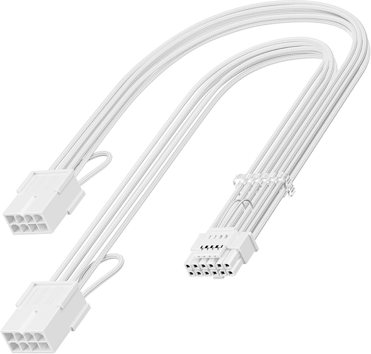 PCI-e 5.0 12VHPWR-verlengkabel, 30 cm / 1 ft 16 (12+4) pin mannelijke naar PCIE 5.0 2x8 (6+2) pin vrouwelijke omhulde verlengsnoer met 4 kammen 16AWG GPU-kabel compatibel voor GeForce RTX 4070