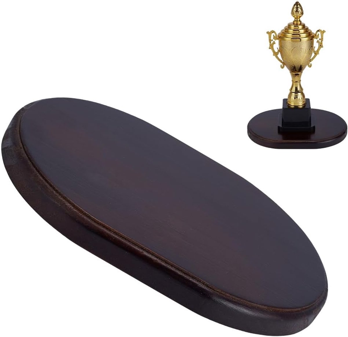 Onbehandelde ovale houten sokkel, 18 x 15 cm, structuursokkel voor aandenken, sculptuur, bruiloft, jubileum, handgegoten