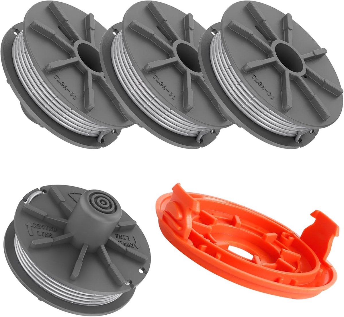 Trimmerspoel lijn voor Gardena 05307-20, 1,65 mm, 6,1 m spoel lijnen compatibel met Art 8846-8848 Art 9805-9809 vervangende lijn spoel met dop (4 spoel + 1 deksel)
