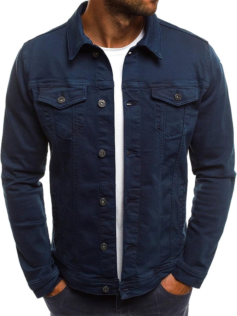 amropi Denim herenjas met knopen, ongedwongen bovenkleding, spijkerjacks