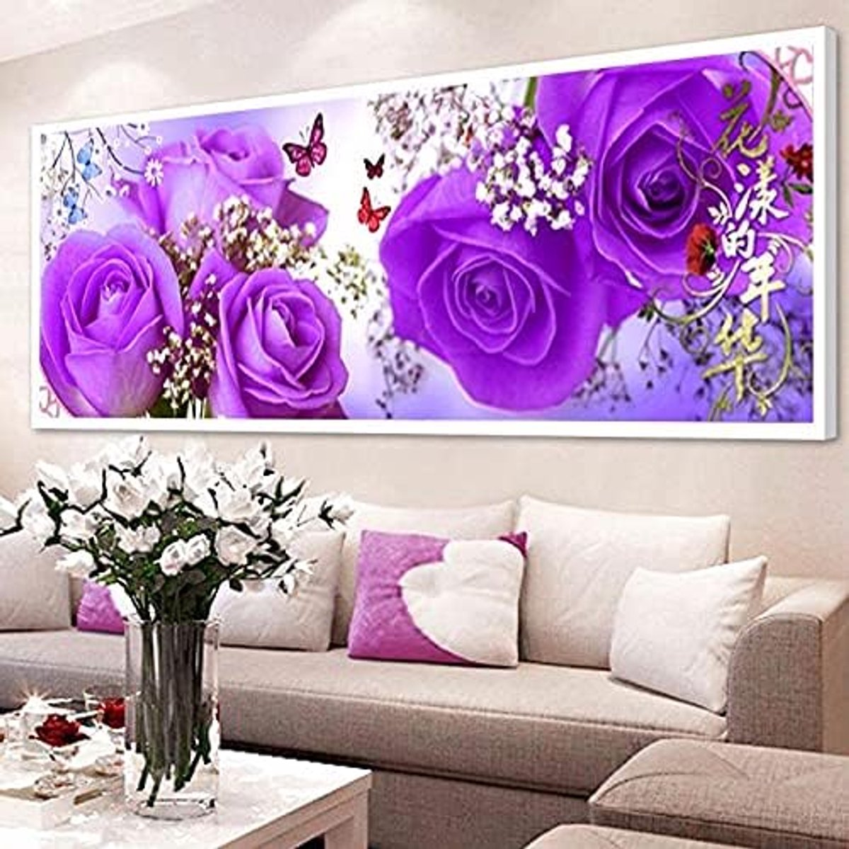 Kits voor volwassenen en kinderen Rose Flower Grote Size Full Drill Diamond Borduurwerk Schilderen Mozaïek Afbeeldingen op nummer Kits Gift voor Home Wall Decor Picture 70x140cm