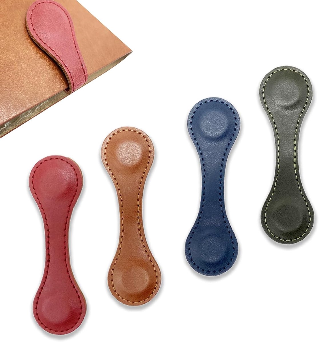 4 stuks magnetische bladwijzers, dubbelzijdige magnetische retro bladwijzer, gepersonaliseerde kunstleer pu boekenlegger, draagbare bladwijzers cadeau voor familie of vrienden