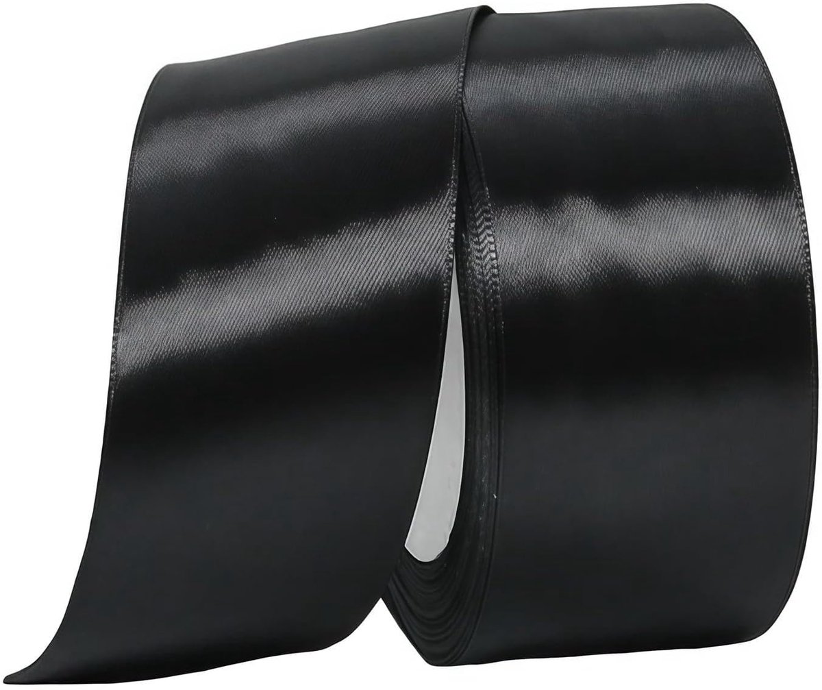 lint 40 mm voor geschenkverpakking 22 m, zwart satijnen lint 40 mm breed voor het maken van taart, haarstrik, polyester lint kerstdecoratie, bruiloft auto decoratie