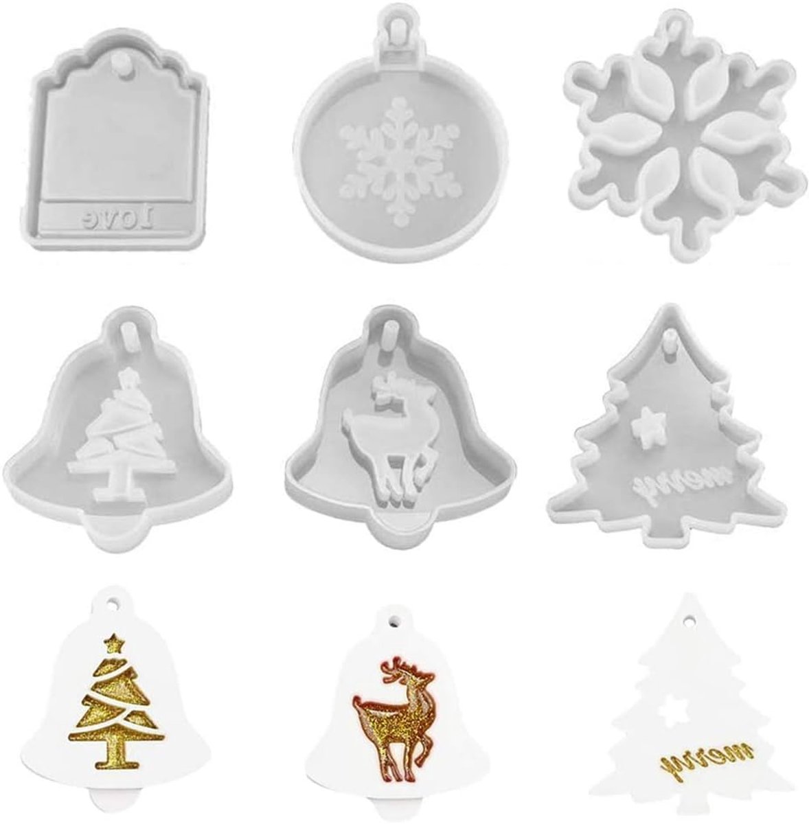 Mallen Hars Mallen Hanger Sieraden Hars Gieten Mallen Epoxy Hars Mallen Voor Maken Kerstboom Ornament DIY Craft 6 Stuks