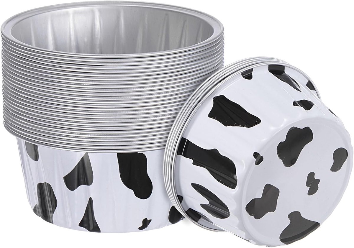 Zwarte & witte cupcake-vormpjes, 50 stuks aluminiumfolie, 150 ml, standaard cupcake-vormpjes, dessert, wegwerp-cupcake-bakvormen voor verjaardagsfeestbenodigdheden, bruiloftsdecoraties.