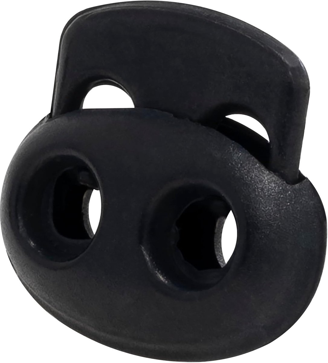 - C68240 set van 10 ovale scnurstoppers voor kleding 19x17 mm met dubbel gat - koordstoppers voor koord koord - van kunststof - opening 4,5 mm - kleur zwart