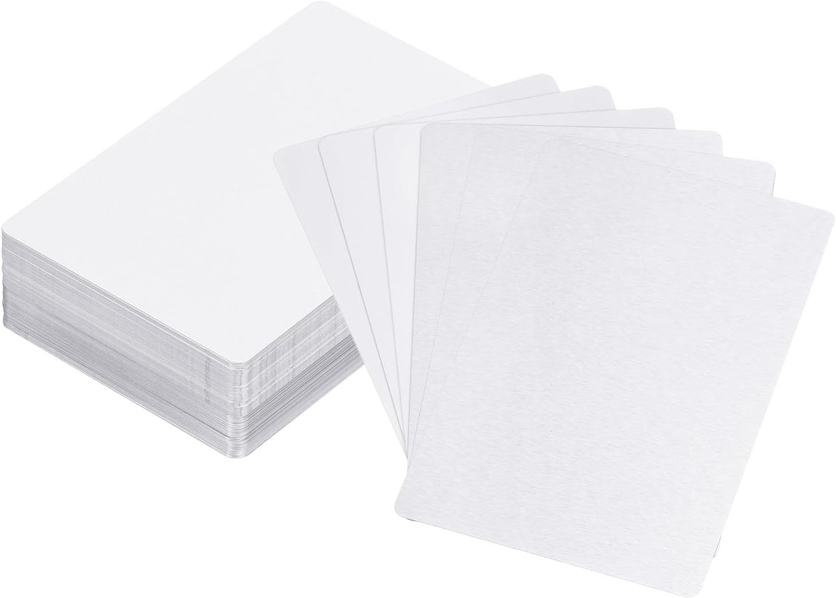 Visitekaartjes 86 x 54 x 0,22 mm, geanodiseerde aluminium platen voor lasergravure, metalen kaarten om te knutselen, wit/zilver