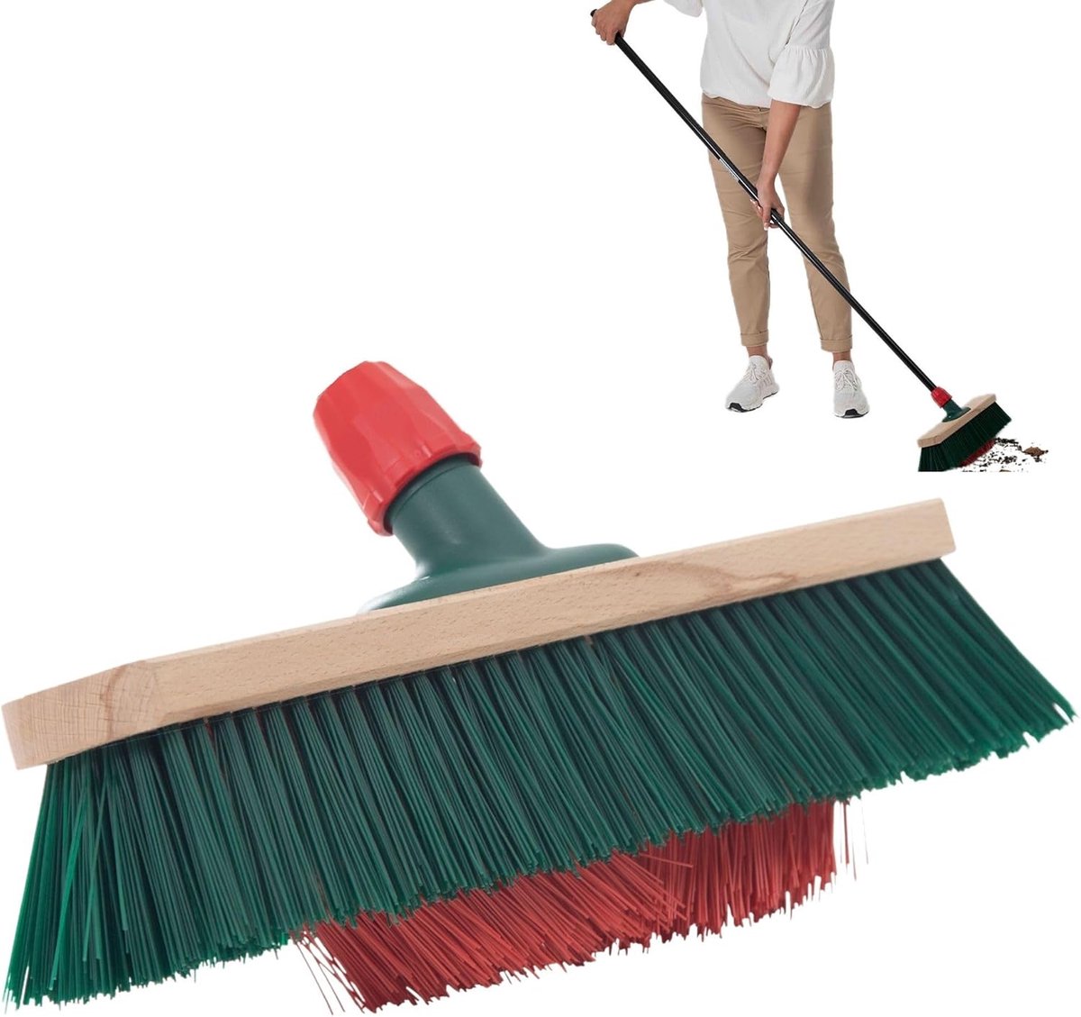 Tuinbezem Elaston 40 cm bezem met V-borstelharen Elaston Ideaal als bezem buiten straatbezem harde borstelharen terras bezem hofbezem stalbezem industriële bezem outdoor Broom