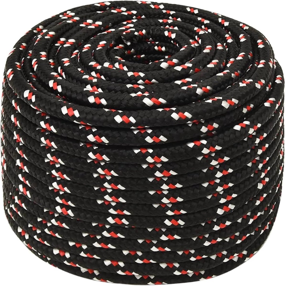 Boottouw, ankerlijn, aanzetter, touwwerk, PP lijn, touw, aanzetlijn, polypropyleen touw, gevlochten gevlochten gevlochten lijn, marinesouw, multifunctioneel touw, dikte: 12 mm, lengte: 100 m, zwart