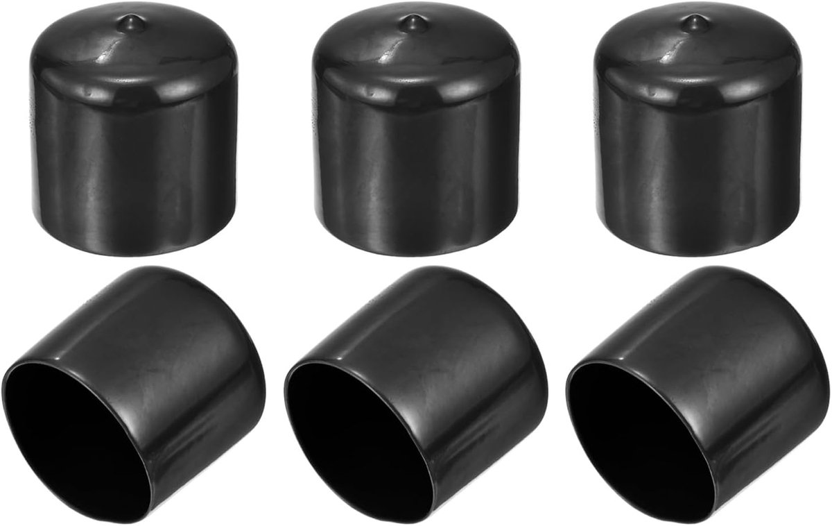 47 mm/1,85 inch rubberen eindkappen, 6 stuks schroefdoppen hoezen flexibele bout beschermer PVC voor schroefbout uiteinden, buisdraad kappen, zwart