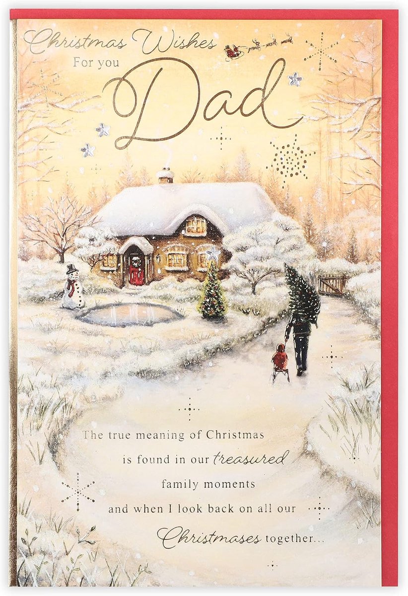 Papa Snowy Cottage Scene Kerstkaart, meerkleurig, 155 x 235 (1181308)