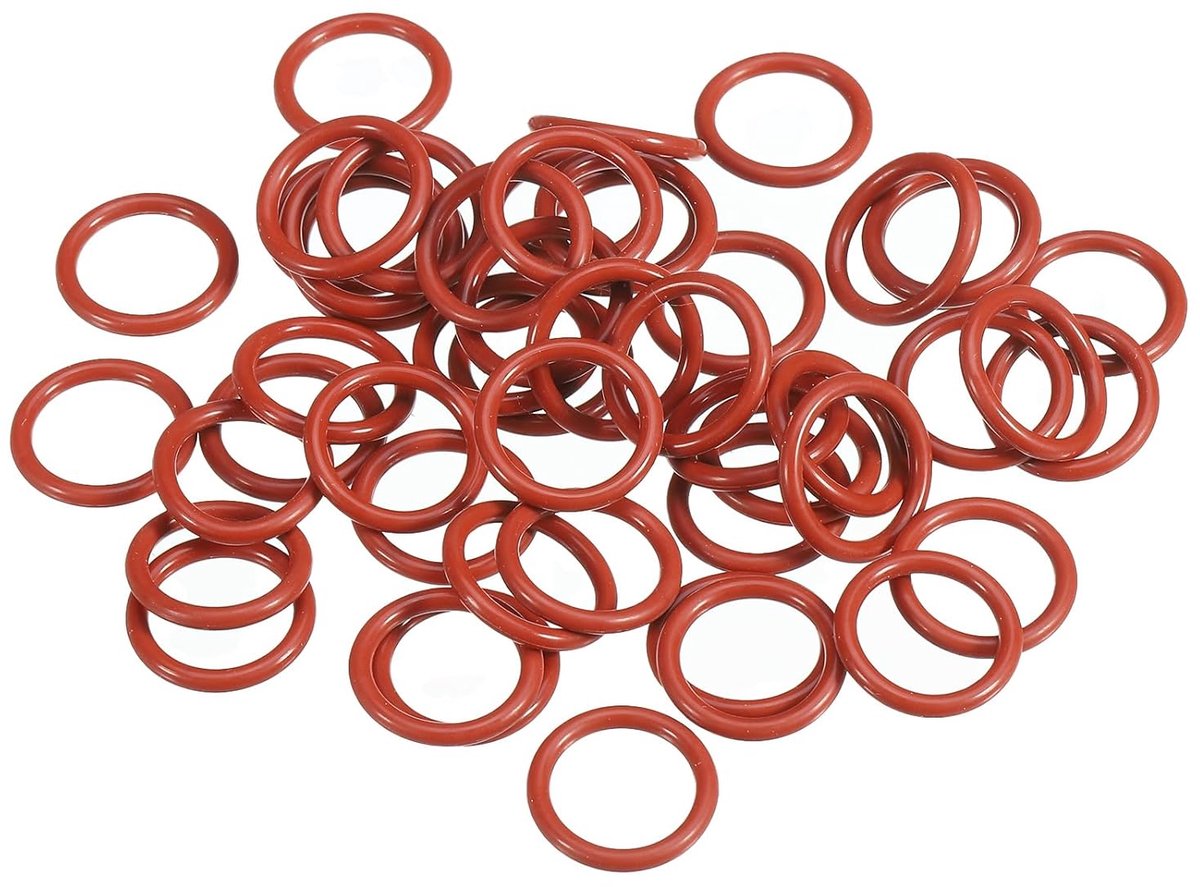 Siliconen O-ring 16 mm OD 12 mm ID 2 mm breedte, 100 stuks metrische VMQ vervangende afdichting voor het repareren van ventielen voor sanitair, rood